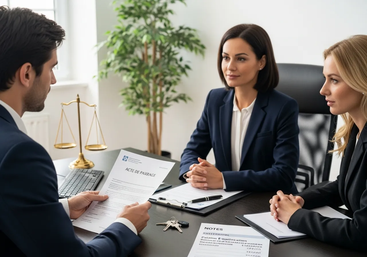 clés de maison posées sur un acte de partage de divorce, rachat de soulte, avocat immobilier à Coulommiers, décision vente maison après séparation