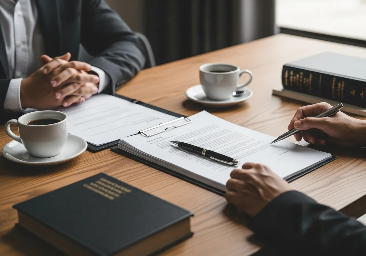 main tenant un stylo hésitant à signer un acte de partage, liquidation bloquée, avocat conflit divorce Val-de-Marne, désaccord partage de biens