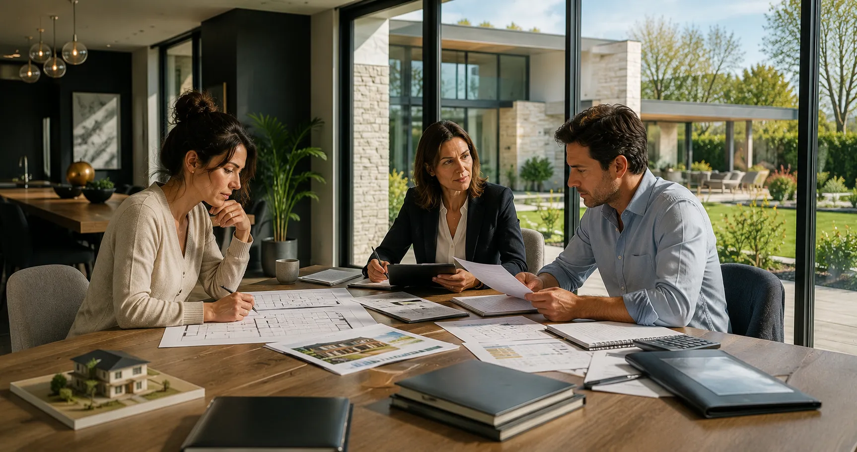 couple non marié regardant des plans de maison, pensant au partage des biens après une séparation pacs, liquidation d'indivision, conseil avocat CTL Avocats